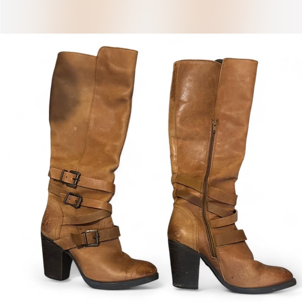 Steve Madden Tan Leather Heeled Boots